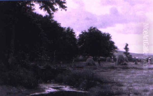 Harvest Oil Painting by Viggo Christian Frederick Pedersen