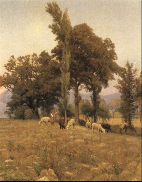 Italiensk Landskab Fra Sora Oil Painting by Viggo Christian Frederick Pedersen