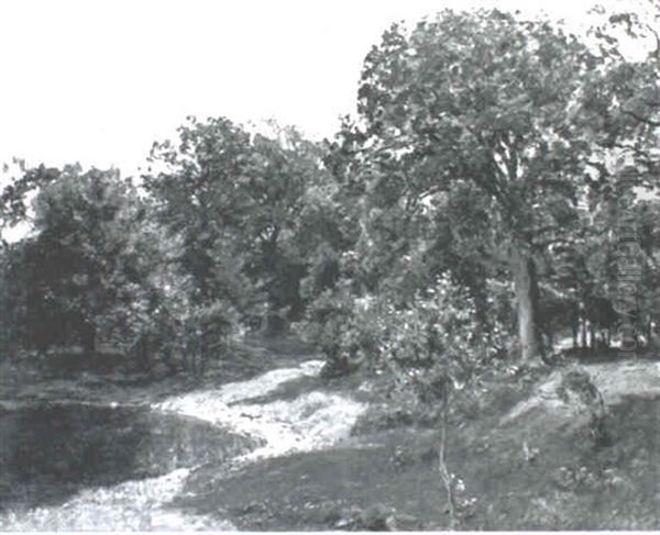 Summer Landscape Oil Painting by Viggo Christian Frederick Pedersen
