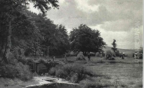 Gravejrsdag Pa En Eng I September Oil Painting by Viggo Christian Frederick Pedersen