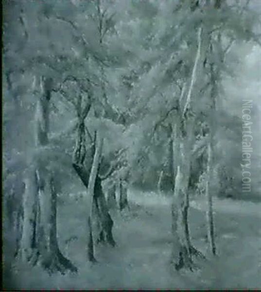 Skogslandskap Med Kreatur - Solig Sommardag Oil Painting by Viggo Christian Frederick Pedersen