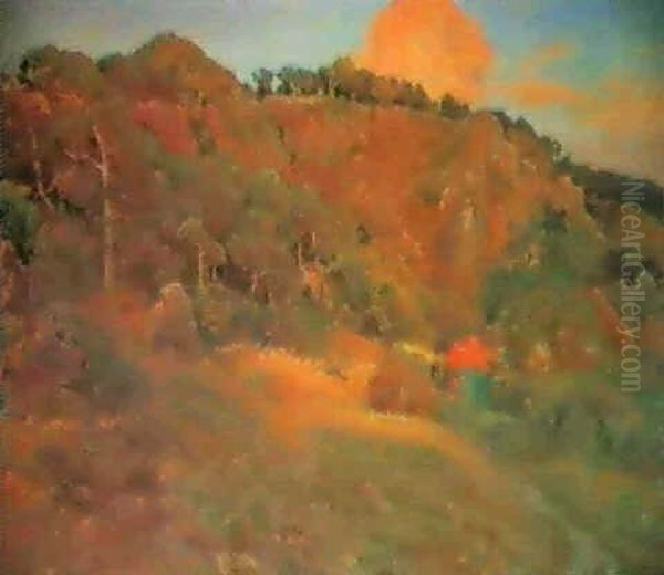 Landschaft Mit Rotem Haus Oil Painting by Viggo Christian Frederick Pedersen