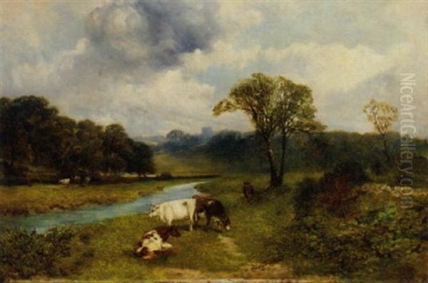 A View Of Haddon Hall Oil Painting by James Peel