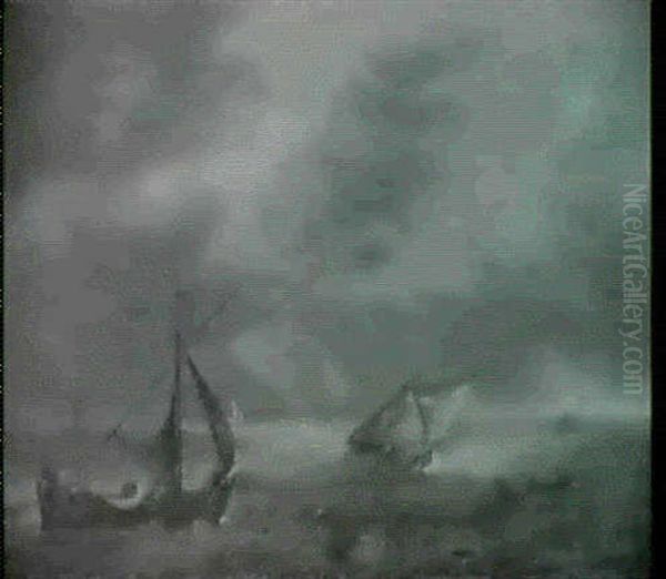 Marine Med Sejlskibe I Uvejr Oil Painting by Bonaventura Peeters the Elder