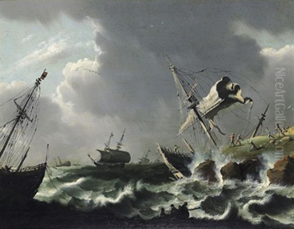 Schiffe Im Seesturm Oil Painting by Jan Peeters the Elder