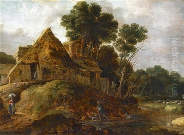 Hollandisches Bauerngehoft Am Waldrand Oil Painting by Gillis Egidius I Peeters