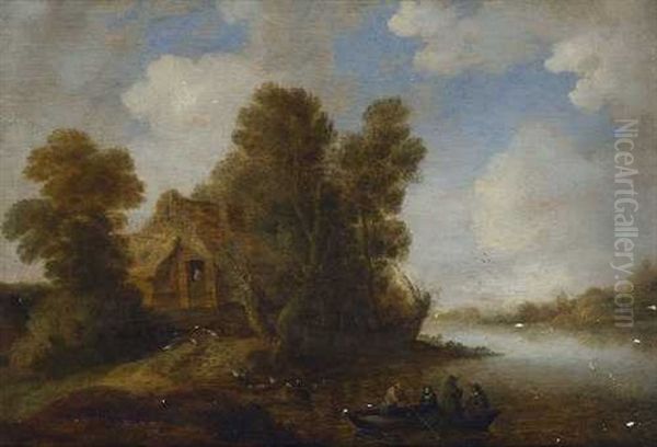 Flusslandschaft Mit Bauernhaus Oil Painting by Gillis Egidius I Peeters