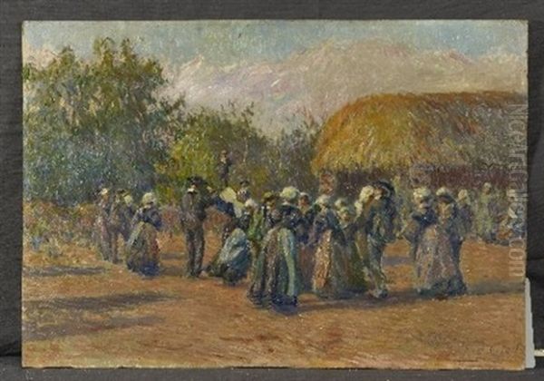 Pardon Breton-quiberon Oil Painting by Jean Bertrand Pegot-Ogier