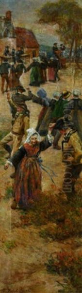 La Danse Bretonne Oil Painting by Jean Bertrand Pegot-Ogier