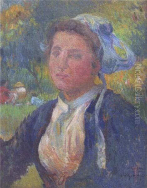 Jeune Femme Et Enfants Dans Un Jardin Oil Painting by Jean Bertrand Pegot-Ogier