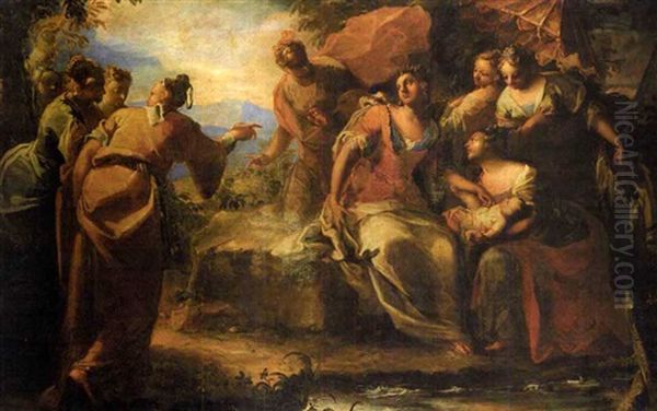The Finding Of Moses Oil Painting by Giovanni Antonio Pellegrini