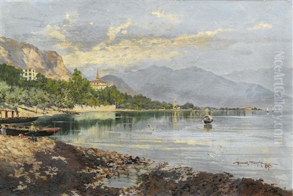 Bellagio Am Comosee (2 Works) Oil Painting by Riccardo Pellegrini