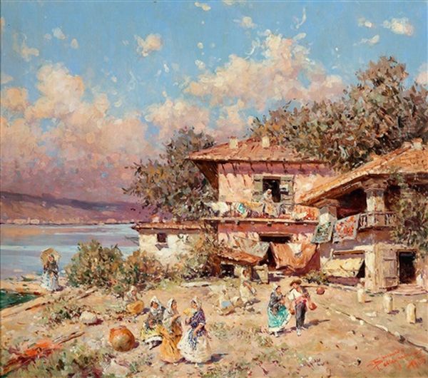 An Der Kuste Von Cadiz Oil Painting by Riccardo Pellegrini