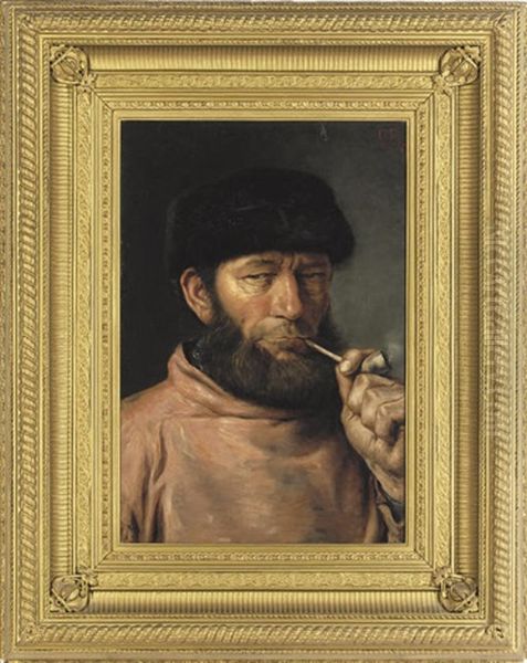 The Old Mariner (+ The Mariner's Wife; Pair) Oil Painting by Carlo Pellegrini