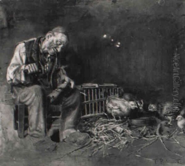 Il Ciabattino Oil Painting by Tito Pellicciotti