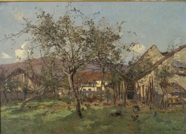 La Ferme Oil Painting by Leon Germain Pelouse
