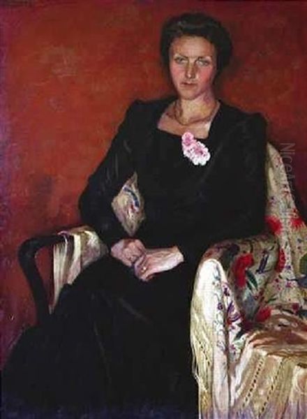 Portrat Einer Dame In Armlehnstuhl Oil Painting by Rafael Penagos Zalabardo