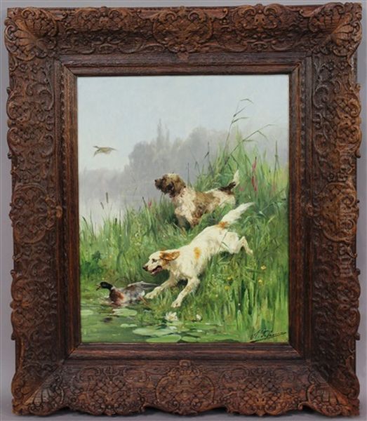 Chiens De Chasse Apres Les Canards Oil Painting by Olivier de Penne