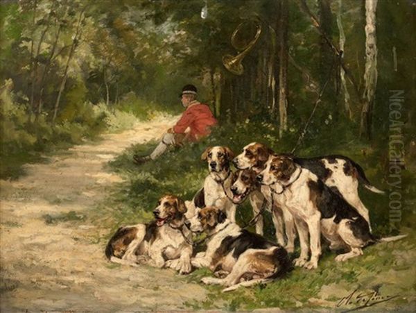 Valet De Chien Et Sa Meute Oil Painting by Olivier de Penne