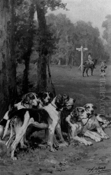 Meute Dans Une Clairiere Oil Painting by Olivier de Penne