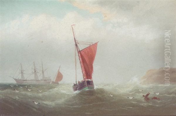 Shipping Off The Coast Oil Painting by William Daniel Penny