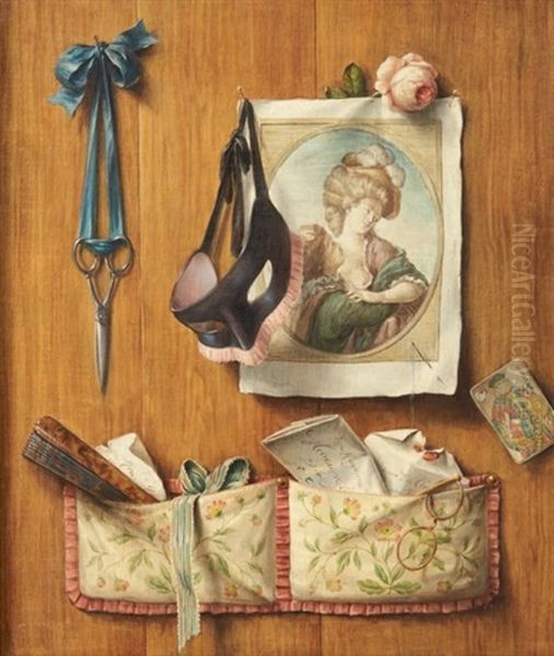 Trompe L'oeil Au Masque Oil Painting by Jean Valette-Falgores Penot