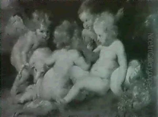 Das Jesuskind Mit Dem Kleinen Johannes Dem Taufer Und Zwei  Engeln Oil Painting by Daniel Penther