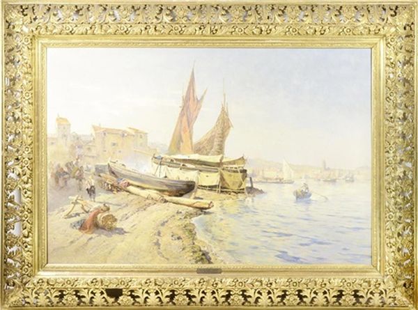 Dalmatian Coastline Oil Painting by Anton Joseph Pepino