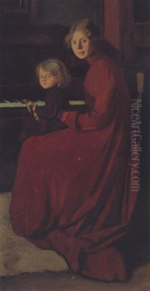 Mutter Und Kind Oil Painting by Anton Joseph Pepino