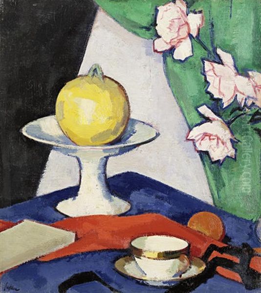Still Life (+ Still Life With Teapot And Fruit, Verso) Oil Painting by Samuel John Peploe
