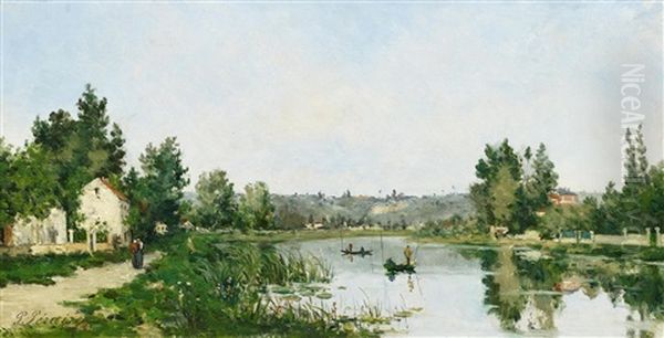 Franzosische Flusslandschaft Oil Painting by Paul Emmanuel Peraire