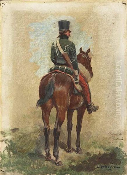 Etude D'un Hussard Vu De Dos Oil Painting by Paul Emile Leon Perboyre