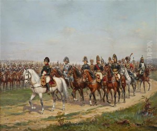 Napoleon Leading His Troops Oil Painting by Paul Emile Leon Perboyre