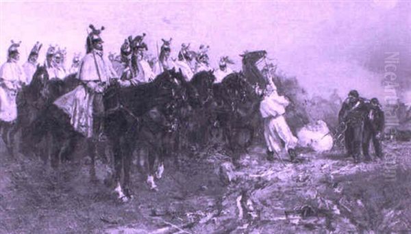 A Troop Of French Cuirassiers, Franco-prussian War Oil Painting by Paul Emile Leon Perboyre