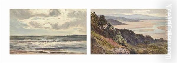 Grange-over-sands; And The Lancaster Sands (pair) Oil Painting by Sidney Richard Percy