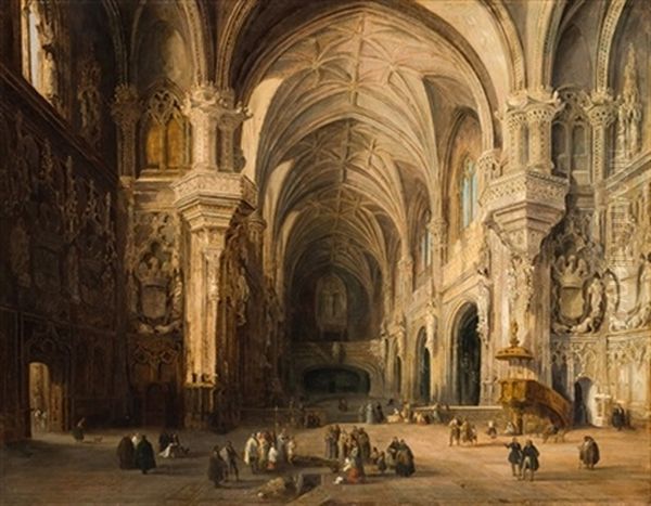 San Juan De Los Reyes, Toledo Oil Painting by Genaro Perez Villaamil Y Duguet