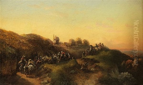 Paisaje Con Figuras Oil Painting by Genaro Perez Villaamil Y Duguet