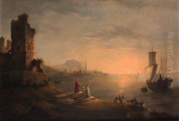 Mercaderes Turcos Oil Painting by Genaro Perez Villaamil Y Duguet