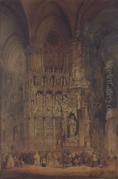 El Transparente, Toledo Cathedral Oil Painting by Genaro Perez Villaamil Y Duguet