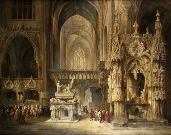 In Der Kathedrale Oil Painting by Genaro Perez Villaamil Y Duguet