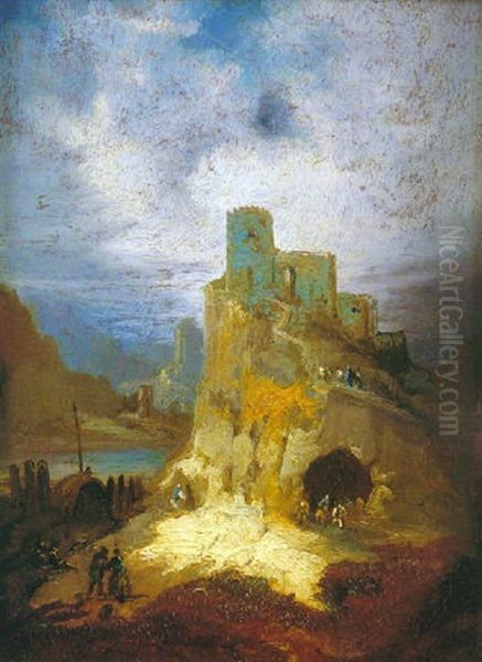 Paisaje Con Castillo Oil Painting by Genaro Perez Villaamil Y Duguet