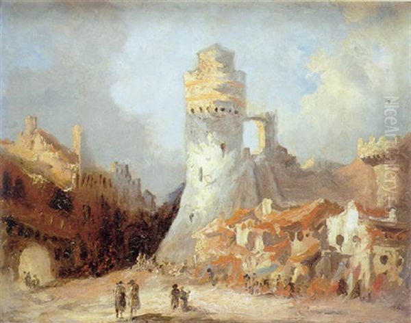 Paisaje Imaginario Con Figuras Oil Painting by Genaro Perez Villaamil Y Duguet