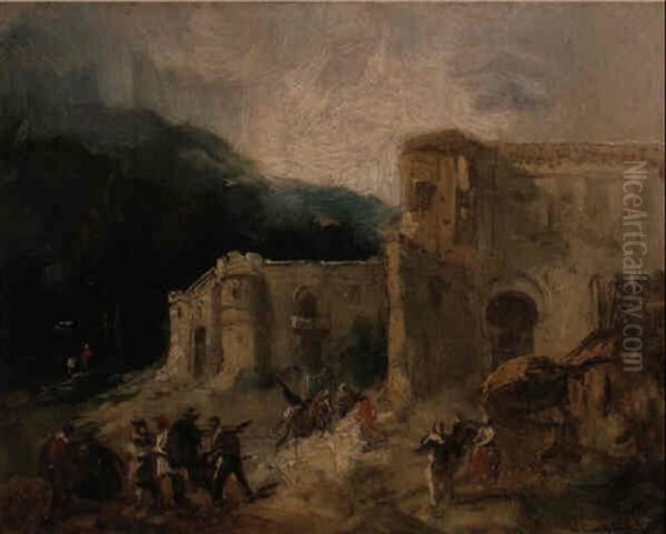 Paisaje Fantastico Oil Painting by Genaro Perez Villaamil Y Duguet