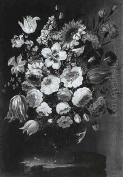 Still Life Of Flowers In A Vase Oil Painting by Bartolome Perez