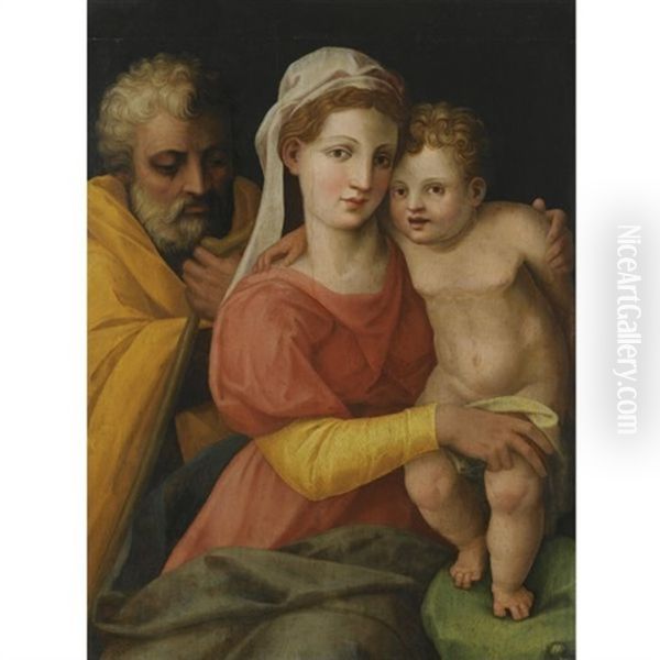 The Holy Family Oil Painting by Perino Del Vaga (Pietro Bonaccors