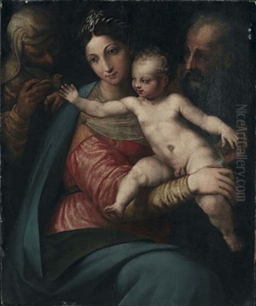 Sacra Famiglia Oil Painting by Perino Del Vaga (Pietro Bonaccors