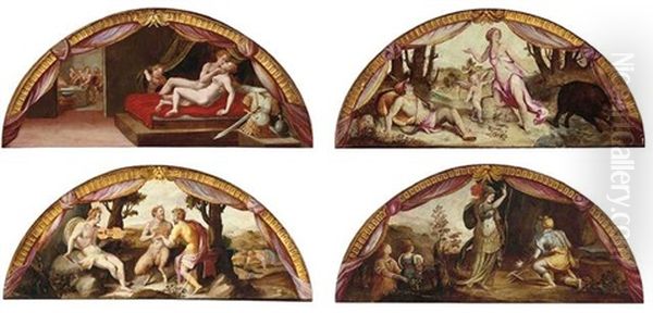 Venus And Mars Oil Painting by Perino Del Vaga (Pietro Bonaccors