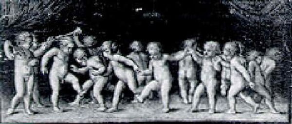 Dancing Putti Oil Painting by Perino Del Vaga (Pietro Bonaccors