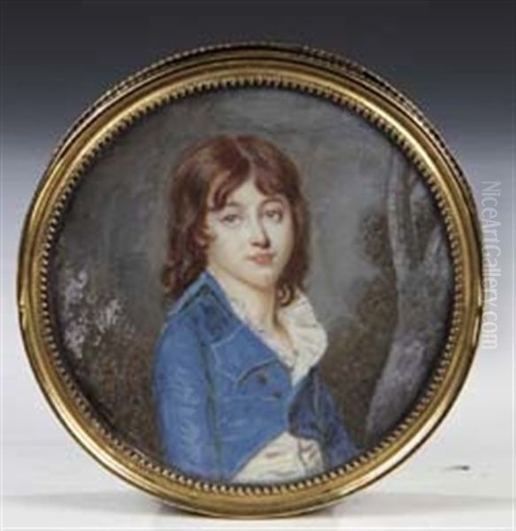 Miniaturbildnis Eines Knaben Oil Painting by Lie-Louis Perin-Salbreux