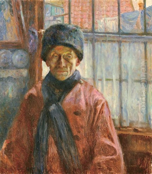 Fisher Oil Painting by Izsak Perlmutter